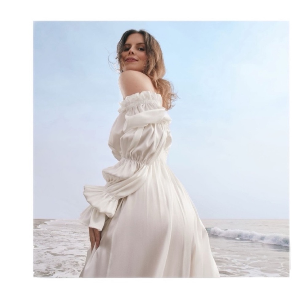 The Daily Sleeper White Michelin Silk Dress Medium